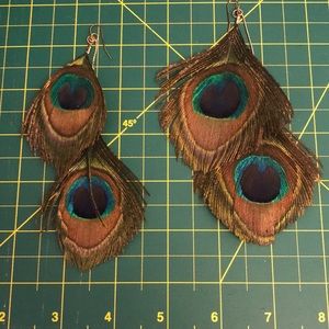 Peacock feather earrings